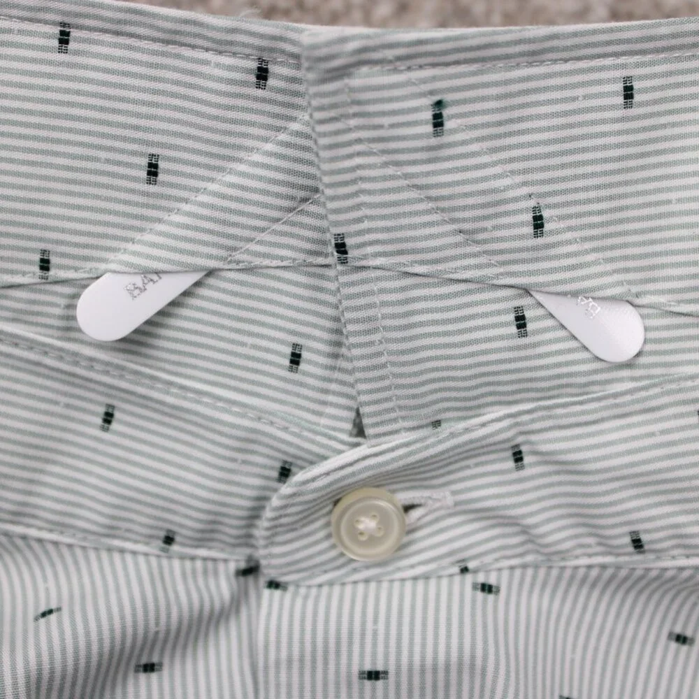 Banana Republic Shirt Mens Large Green Geometric Slim Fit Wrinkle Resistant L/S‎